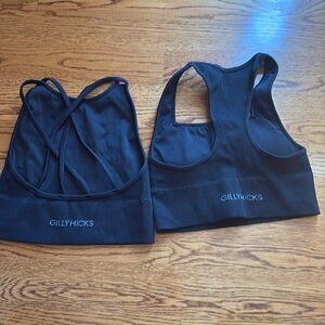 2 Gilly Hicks sports bras 1 strappy 1 racer back padded Black small NWOT
